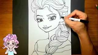 How to Draw Elsa of Frozen cute & easy (step be step)