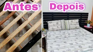 DIY: CABECEIRA DE BOX SIMPLES E FÁCIL com estrado de cama velha #facavocemesmo #dolixoaoluxo