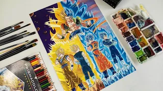 Drawing Goku and Vegeta Duo with their best forms