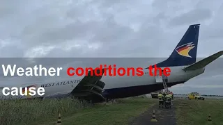 Cargo plane goes off the runway and crashes during landing