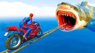 GTA V Mega Ramp Boats, Cars, Motorcycle With Trevor and Friends Epic Stunt Map Challenge