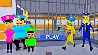 BANANA POLICE FAMILY PRISON RUN ESCAPE! SCARY OBBY Full Gameplay #roblox