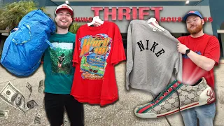 $200 T-SHIRTS & GUCCI FOUND in the THRIFT STORE?! Huge Vintage Haul & Custom Sneakers!