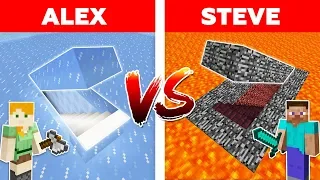 MINECRAFT - ALEX vs STEVE! LAVA SECRET BASE vs ICE BASE - The Best Episodes