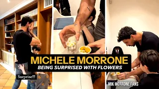 Michele Morrone's kids surprising him with flowers