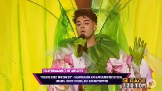 Snapdragon "Sheldon Riley" being Unmaksed on The Masked Singer and Singing "Never Enough" unmasked