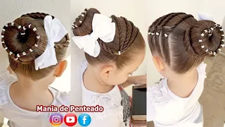 Penteado Infantil coque com coração de ligas