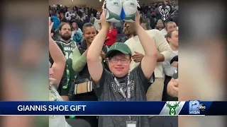 Giannis gives 17-year-old fan his game shoes