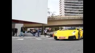 Supercars in Monaco 2013 Spania GTA Spano HUGE powerslide and burnout (Lovely sounds)