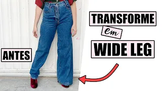 COMO TRANSFORMAR CALÇA JEANS SKINNY EM WIDE LEG OU PANTALONA | COMO ALARGAR AS PERNAS DA CALÇA JEANS