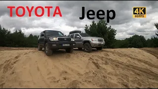 JEEP Grand Cherokee wj and TOYOTA Land Cruiser ADVENTURE in the DESERT. Comparison AWD systems.