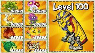 PvZ 2 Every 100 Plant Max Level vs Pharaoh Zombie 100 Level