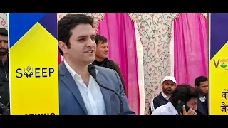 Election 2024 DEO Kulgam Athar Aamir Khan speech regarding election 2024 at Sports Stadium Kulgam