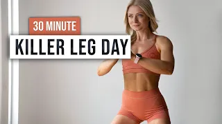 30 MIN KILLER LEG DAY - At Home Workout, No Equipment, Lower Body HIIT, No Repeats