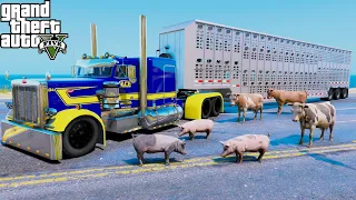 Trucks Hauling Live Animals With New Cattle Trailer In GTA 5