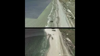 De Zandmotor in vogelvlucht / Sand Engine flyby - before and after construction