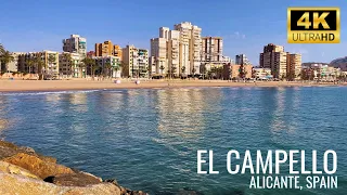 El Campello | AMAZING BEACH in Alicante, Spain | 4K 60FPS Walking tour