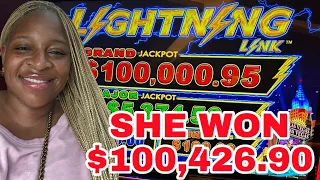 SHE WON $100,426.90 OFF OF A $5 BET ON LIGHTNING LINK AT SEMINOLE HARD ROCK CASINO 🎰 TAMPA 😲😲😲