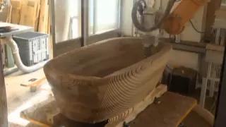 Milling a bathtub out of precious walnut wood