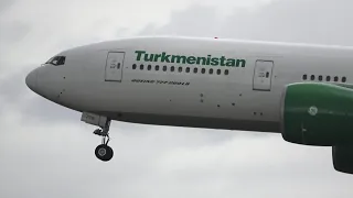 RARE! BOEING 777-200LR TURKMENISTAN AIRLINES Landing At Frankfurt Airport