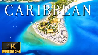 FLYING OVER CARIBBEAN SEA (4K UHD) - Soft Piano Music With Stunning Natural Landscape Film For Night