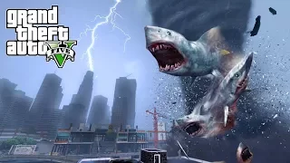 HUGE SHARKNADO HITS THE CITY!!! GTA V END OF LOS SANTOS MOD