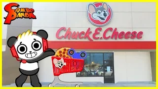 Chuck E Cheese Arcade Games ! Pizza + Fidget Spinner Prizes !