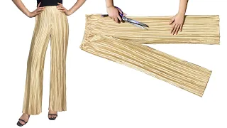 Just 1 meter of pleated fabric! Very easy straight palazzo pants cutting and stitching