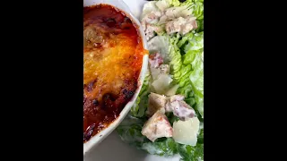 Lasagna with Caesar salad 🥗 #food #shorts #italianfood #salad #youtubeshorts