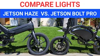 Compare lights on Jetson Bolt Pro vs  Jetson Haze Folding Electric Bike Costco