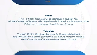 Bảng thông báo ngừng phát sóng nhóm FOX và Disney tại Việt Nam từ ngày 01/10/2021