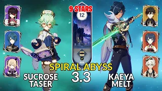 NEW 3.3 Spiral Abyss!│Sucrose Taser & Kaeya Melt | Floor 12 - 9 Stars | Genshin Impact F2P