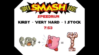 Super Smash Bros. 64 Speedrun -Kirby Very Hard 1 Stock Speedrun in 7:53