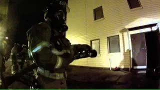 Preparing to make entry into a burning room flashover backdraft rollover