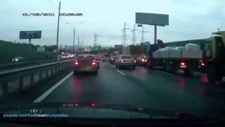 brave driver on highway in Russia