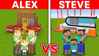 Minecraft: ALEX vs STEVE: SAFEST SECURITY HOUSE BUILD CHALLENGE TO PROTECT MY FAMILY