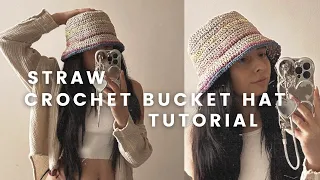 a crochet straw bucket hat tutorial :)