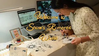 Life as a Romanticism ✨| Painting Tote Bags | Love for 🌞 & 🌛| Live with a Kitty 🐱