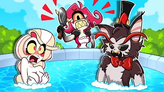 HUSK KISSED CHARLIE IN THE POOL! IS NIFFTY ANGRY? Hazbin Hotel Animation in Minecraft