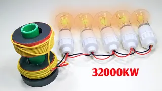 Free Electricity Energy 32000KW 220V Magnetic Generator Use Copper Wire Light Bulb Activity At Home