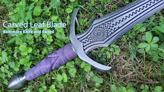 20" Leaf Sword with carved blade