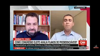 "Um sem teto com jatinho", diz Nikolas Ferreira para Guilherme Boulos em debate na CNN