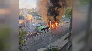 2 injured after IndyGo bus catches fire on city's near north side