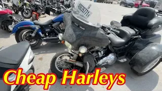 So Many Cheap Harley Davidson Motorcycles At Auction, Copart Walk Around