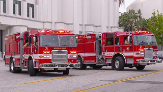 Beverly Hills Fire Dept. Battalion 1, Engine 1, Truck 4, Engine 5, Engine 3, & Engine 2 Responding