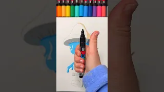 Drawing Smurf Cat Meme with Posca Markers! #shorts