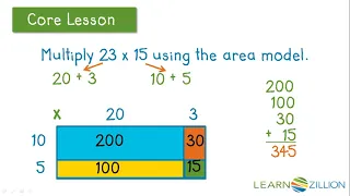Use area models for multiplication