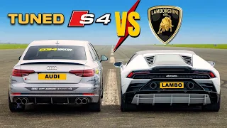 DRAG RACE  Tuned Audi S4 vs Lamborghini