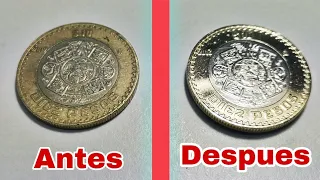 Moneda 10 pesos México. PULIDO PERFECTO. RESTAURACIÓN