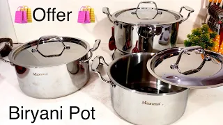 Biryani Triply Steel Cook and Serve Pot | Best quality SS Biryani Pot@Upto 20% 🎉 Republic Day Sale